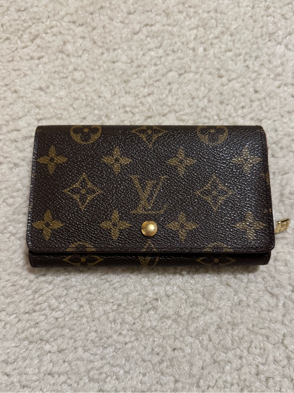 Louis Vuitton Monogram Canvas Cardholder Wallet with Snap Closure and Zip Pouch